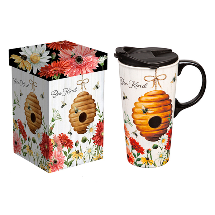 Summer Floral Buzz Beehive Ceramic Travel Cup 3CTC019744