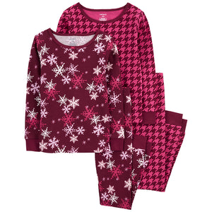 Carter's Girls' 4-Piece Pink Snowflake Pajamas 3P852210 – Good's