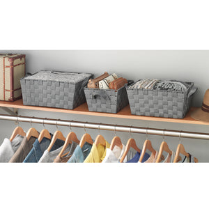 Gray Woven Strap Storage Basket, Set of 3 6581-1959 in closet