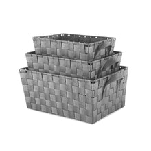 Gray Woven Strap Storage Basket, Set of 3 6581-1959