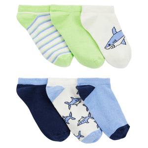 Boys' 6-Pack Green & Blue Shark Socks 3Q509110