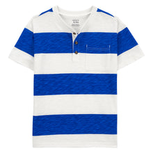 White/Blue Striped Jersey Henley