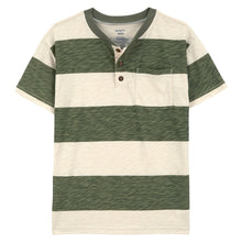 Green/Ivory Striped Jersey Henley