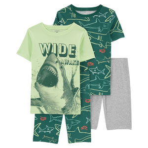 Boys' 4-Piece Green Shark Pajamas 3Q515710