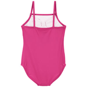 Back of Girls' Pink Bow 1-Piece Swimsuit