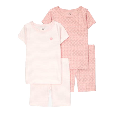 Girls' 4-Piece Short-Sleeve Seashell Pajama Set 3S384010