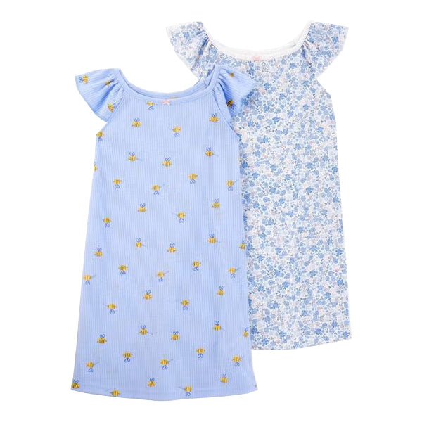 Girls' 2-Piece Blue Floral Nightgowns 3S407710