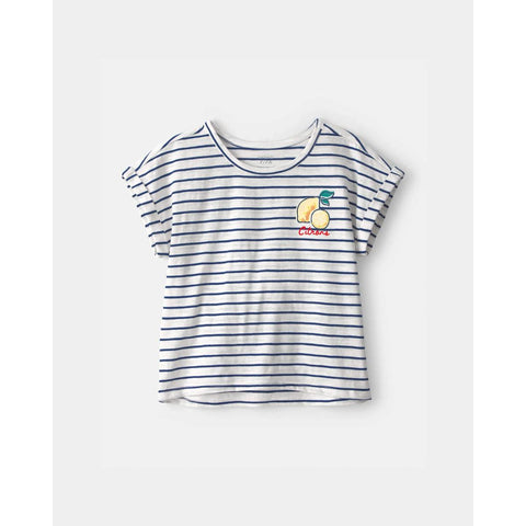 Girls' Lemon Striped Top - Blue/Ivory 3U471710