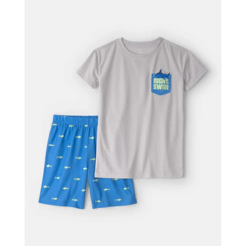 Boys' Loose Fit Shark 2-Piece Pajama Set 3U635910