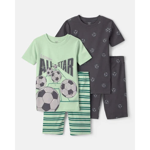 Boys' Short-Sleeve Soccer 4-Piece Pajama Set 3U653110
