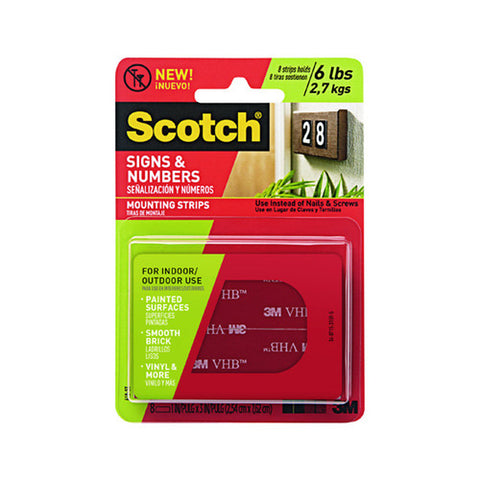 3 in. L X 1 in. W Double-Sided Mounting Strips 8 Pack