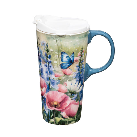 Cypress Home Wildflowers Ceramic Travel Cup