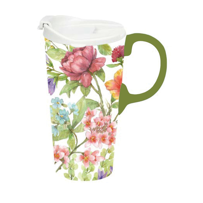 Cypress Hill Florals from the Garden 17 oz Ceramic Travel Mug