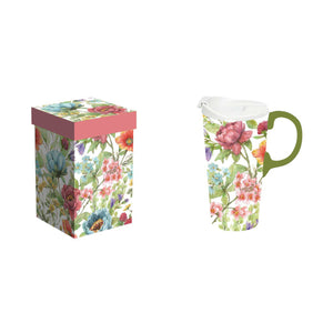 Cypress Hill Florals from the Garden 17 oz Ceramic Travel Mug showing gift box