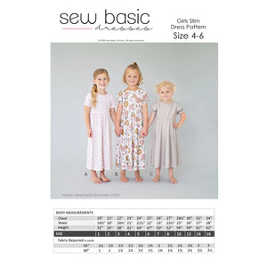 Girls' Slim Dress Patterns size 4-6