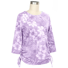 Light Purple Women's 3/4 Sleeve Jaci Print Tie Top