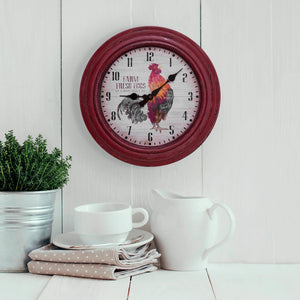 Rooster Wall Clock 404-3630 displayed on wall