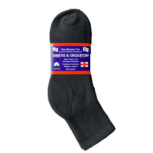 Black 3-Pack Diabetic Quarter Socks