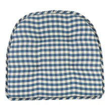 Top of Blue Gingham Tufted Gripper Chair Pad