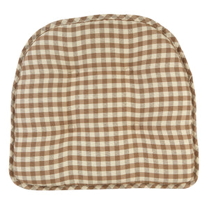 Top of Natural Gingham Tufted Gripper Chair Pad