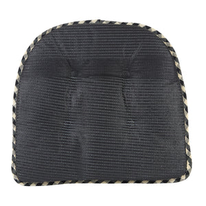 Bottom of Black Gingham Tufted Gripper Chair Pad