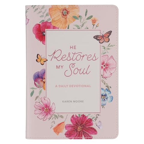 He Restores My Soul Pink Faux Leather Daily Devotional for Women DEV348
