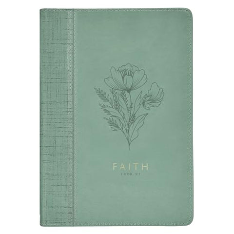 Faith Teal Floral Faux Leather Classic Journal JL924