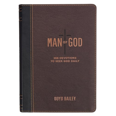 Man of God Two-Tone Brown Faux Leather Daily Devotional DEV345