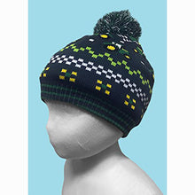 Toddler's Blue Tractor Beanie on mannequin