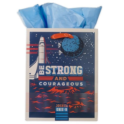 Be Strong and Courageous Blue Space Medium Gift Bag GBA480