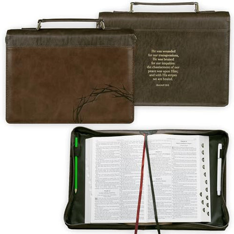 Crown of Thorns Brown Faux Leather Classic Bible Cover BBM864