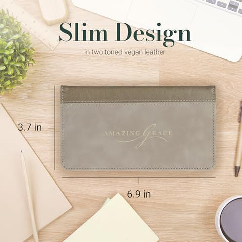Amazing Grace Taupe Faux Leather Checkbook Wallet CHB073