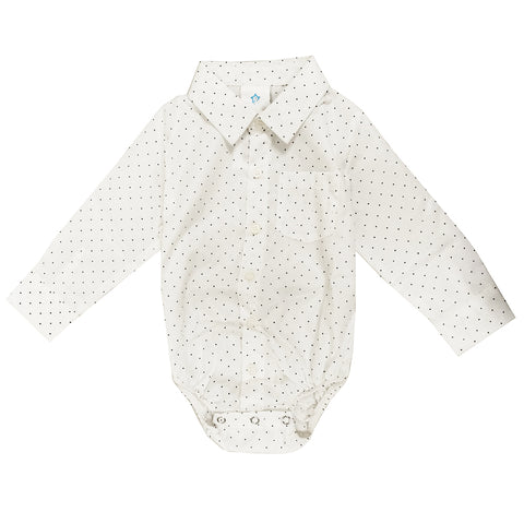 Baby Boys' White Bodysuit with Black Dots 4302