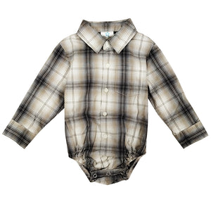 Baby Boys' Gray & Earth Tone Plaid Bodyshirt 4305