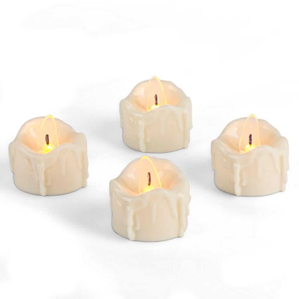 Set of 4 LED Wax Drip Tealights 43831