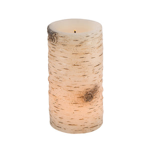 4X6.5 LED Wax Candles with Birch Bark Design and Timer 43854