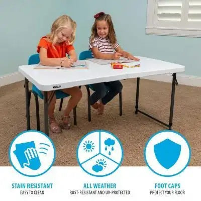 Lifetime 4 ft Fold in Half Adjustable White Tables 25-Pack - Thumbnail 5