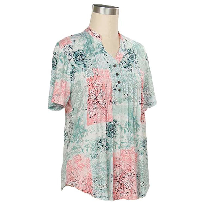 Hydepark Calypso Short-Sleeve Inspired Story Patch Print Top