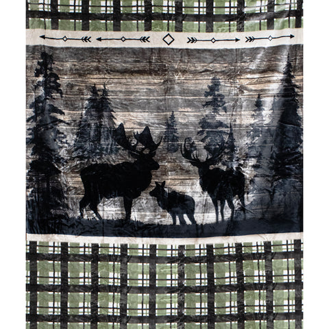 Rustic Elk 79" x 95" Plush Queen-sized Blanket BLKT-4631
