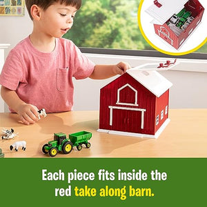 Each piece fits inside the red take along barn