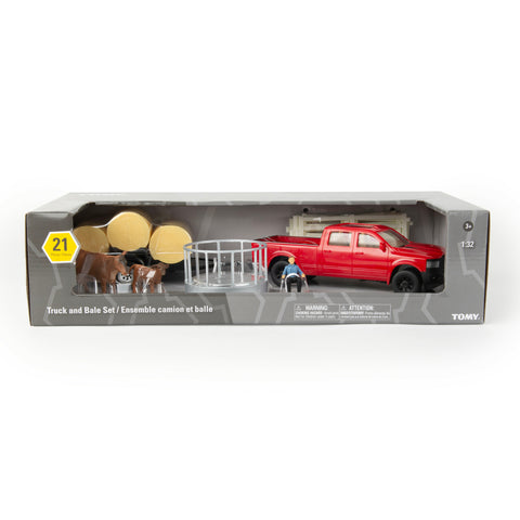 Tomy Ertl 1:32 scale Truck & Hay Trailer Farm Toy Set in package