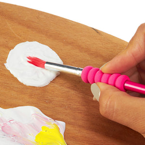 Woman Painting with Pink Grippy Brush
