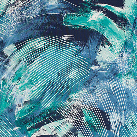 Seasprite Navy Women's 3/4 Sleeve Color Delight Brush Print Top 477B-S458