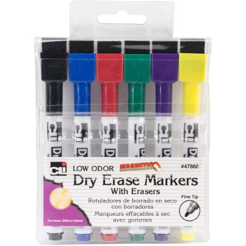 6-Pack Magnetic Dry Erase Markers 47860