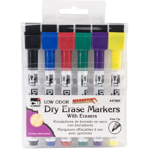 6 Pack Magnetic Dry Erasers