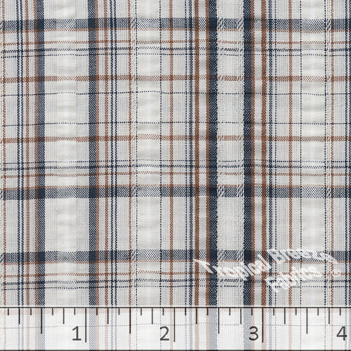 Tropical Breeze Fabrics seersucker plaid in tan