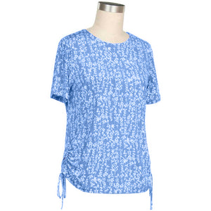 Blue Women's Short-Sleeve Medina Print Top 4865-S2814