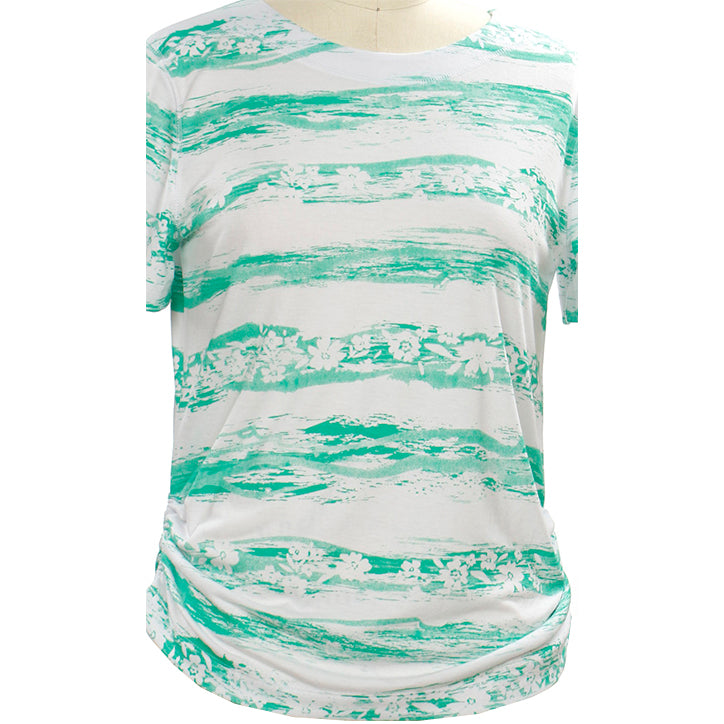 White/Green Short-Sleeve Landslide Stripe Top