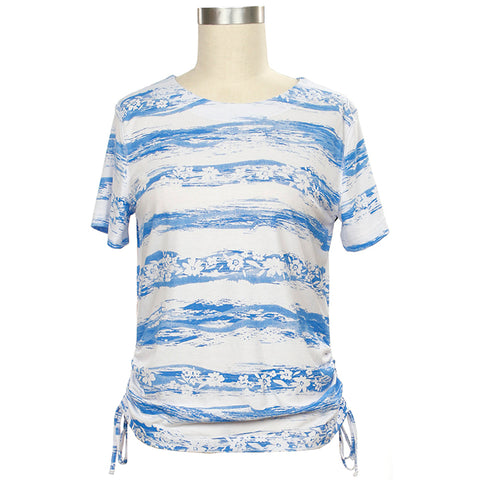 White/Blue Short-Sleeve Landslide Stripe Top