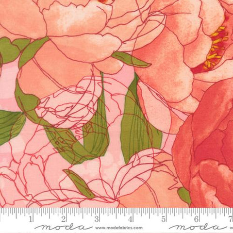 pink, Darling Peony Collection Floral Watercolor Cotton Fabric 48790